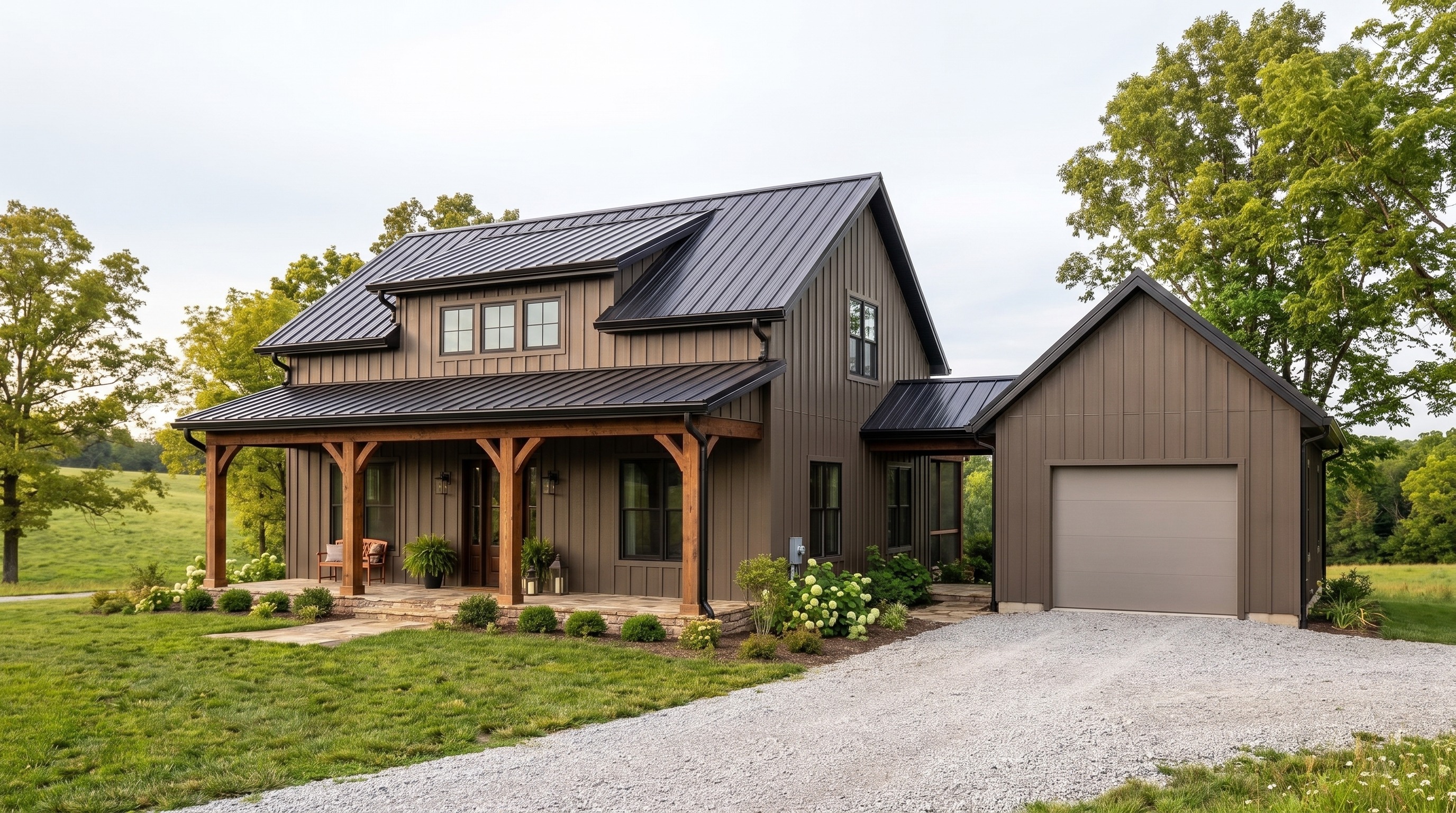 3D rendering, The Ironwood 1,800 sq ft barndominium home