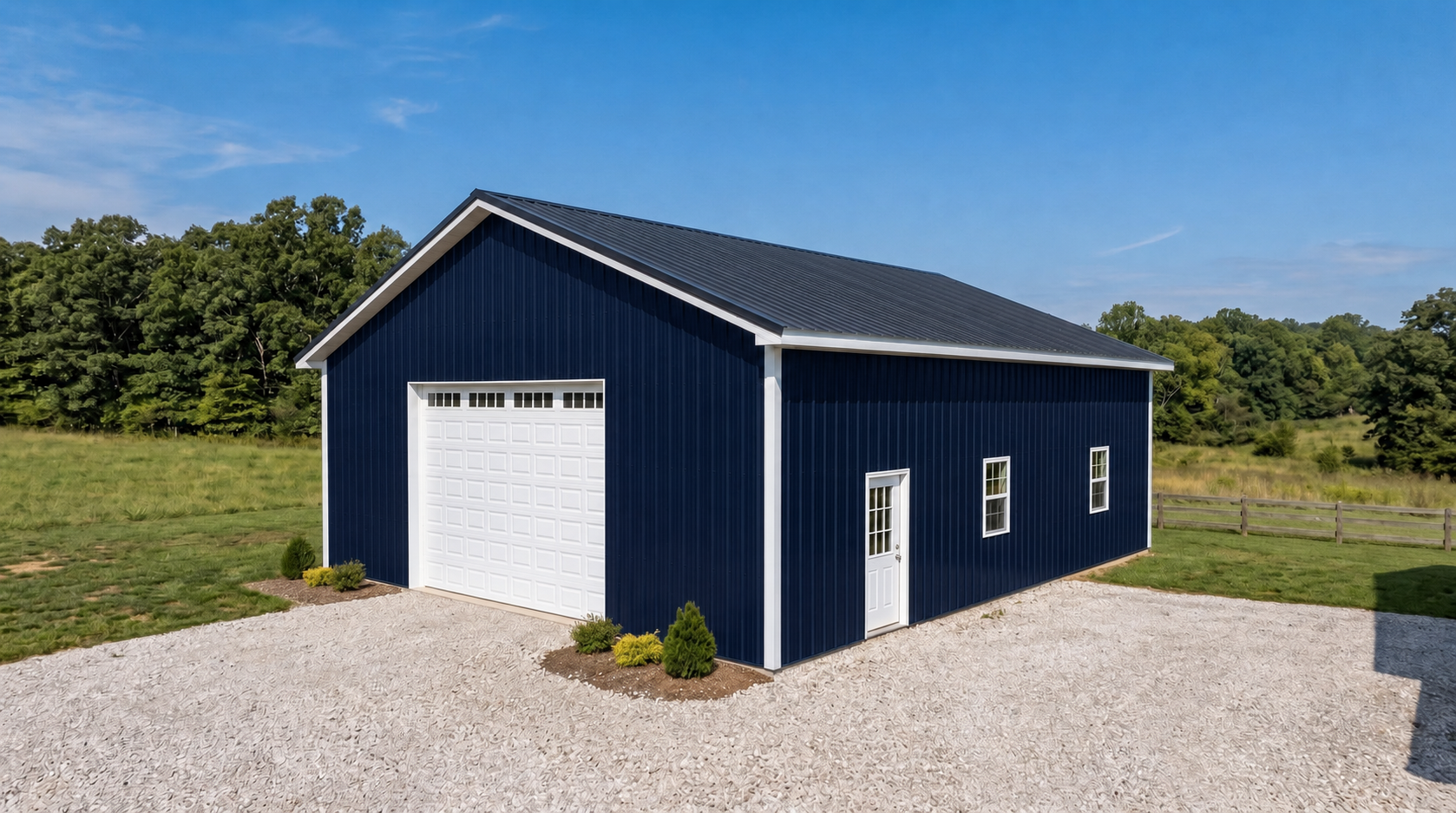 Dark navy 24x36 post-frame shop