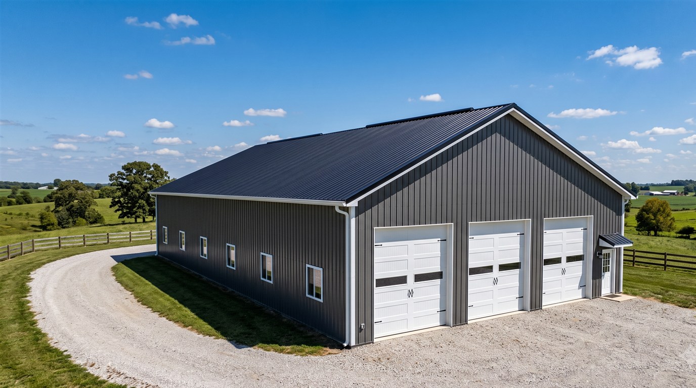 3D rendering, 60x100 insulated post-frame shop standard spec